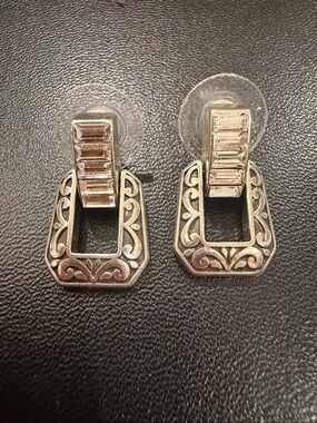 Brighton Silver-Tone Filigree Drop Earrings - Elegant Women's Jewelry